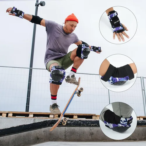 Vista 8 de AIDY-PRO Rodilleras y coderas, equipo de protección, muñequeras de patinaje para patinaje, patinaje, ciclismo, patinaje