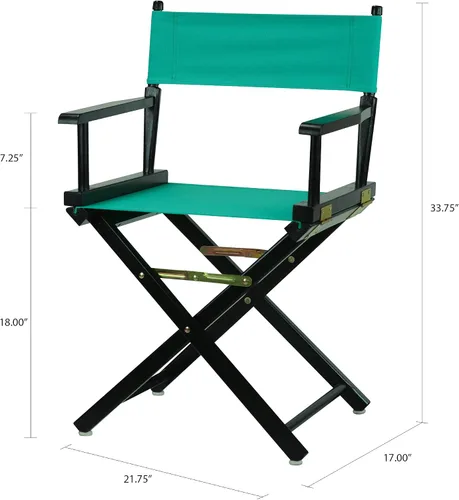 Vista 3 de Casual Home - Silla de director de 18.0 in, marco negro con lona verde azulado