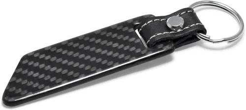 Vista 4 de iPick Image Para Chevrolet Corvette C7 Z06 Negro Real Fibra de Carbono Estilo Hoja con Correa de Cuero Negro Llavero Llavero, Con Licencia Oficial