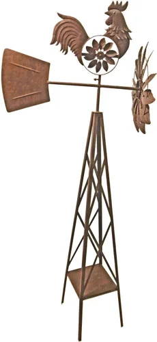 Vista 10 de Red Carpet Studios Windspinner decoración de jardín de metal giratorio de viento para patio con estaca de acero resistente a la intemperie, soportes