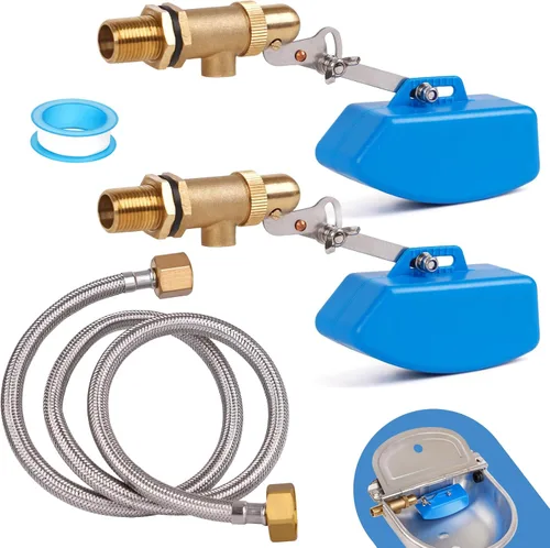 Vista 7 de Válvula de flotador de latón de 1/2 pulgada para tanque de agua con manguera, válvula de llenado automático de piscina, válvula de bola de flotador