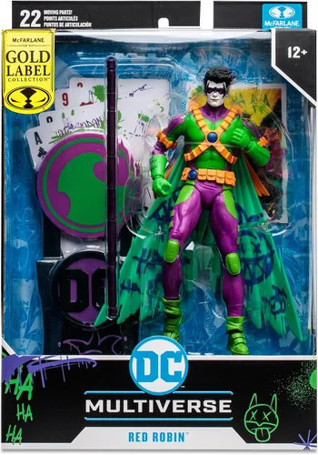 Vista 10 de McFarlane Toys - DC Multiverse Red Robin (Jokerized) Gold Label, figura de acción de 7 pulgadas