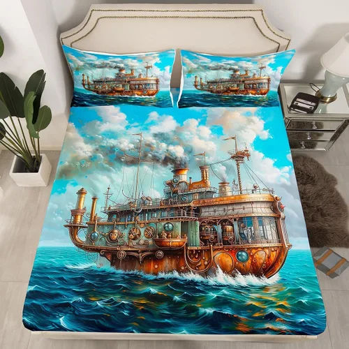 Vista 27 de Juego de sábanas bajeras de alce salvaje, tamaño individual, juego de ropa de cama rústica de pino de pesca con peces de Basa, decoración