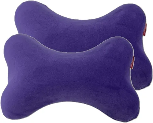 Vista 14 de Paquete de 2 almohadas de cuello de viaje en forma de hueso de perro con funda extraíble lavable de espuma viscoelástica para automóvil, autobús