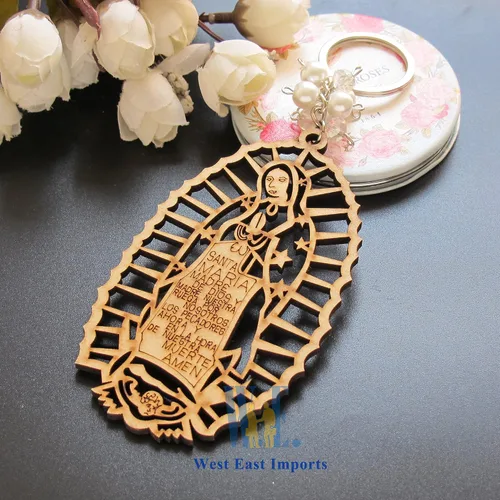 Vista 4 de 12 llaveros grabados personalizados con texto en inglés «Our Lady of Guadalupe», recuerdos de la primera comunión, bautizo, evento religioso