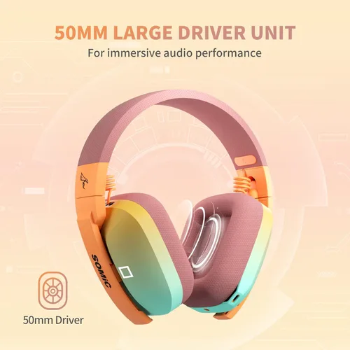 Vista 3 de SOMIC G810 Wireless Headset 2.4G Low Latency Headset for PC PS4 PS5 Laptop, Bluetooth 5.2 Wireless Headphone with Built-in Mic, 50H Playtime, RGB
