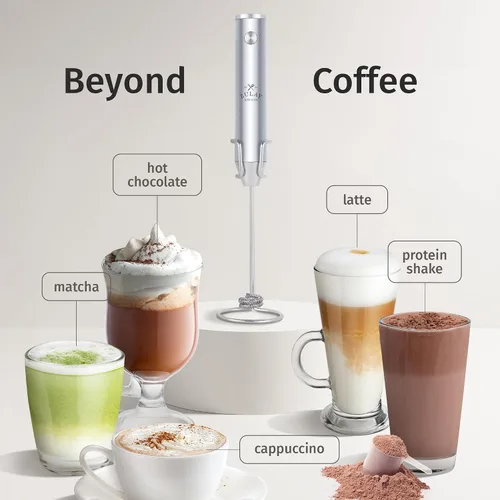Vista 72 de Zulay Milk Boss Espumador de leche potente manual, hace espuma para latte, batidor para mezclar bebidas, café, miniespumador para capuchino, frappé