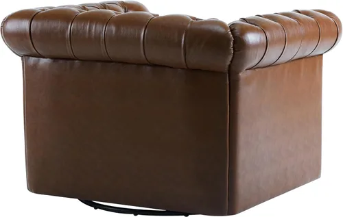 Vista 11 de Christopher Knight Home Oakley Chesterfield - Silla tapizada de piel sintética, sofá giratorio de 360° con botones, sofá de sala de estar, sofá