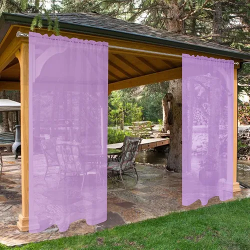 Vista 19 de SpaceDresser - Cortinas transparentes impermeables para exterior para patio - 2 paneles con bolsillo para barra, cortinas de gasa transparentes