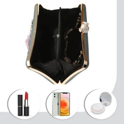 Vista 6 de Rkrouco Evening HandBags for Women Flower Wedding Clutch Purse Satin Floral Ladies Party Crossbody Bag