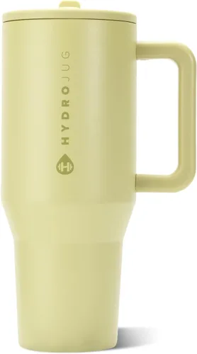 Vista 10 de HydroJug Traveler - Botella de agua de 40 onzas con asa y pajita abatible - Cabe en portavasos, vaso resistente a fugas - Reutilizable, aislado