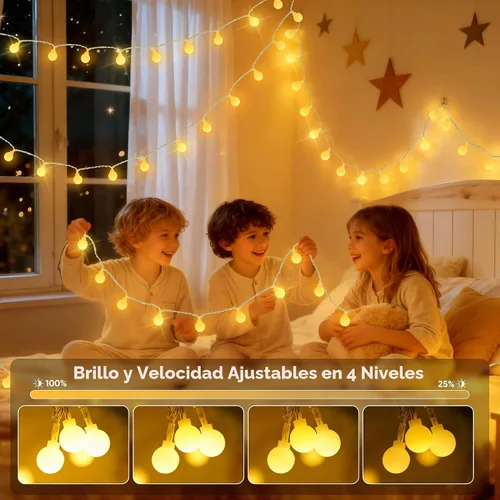 Vista 4 de OMIKA Guirnalda de luces de 20 pies, 40 LED de 24 colores cambiantes, funciona con pilas, luces de Navidad alimentadas por USB, cadena de luces