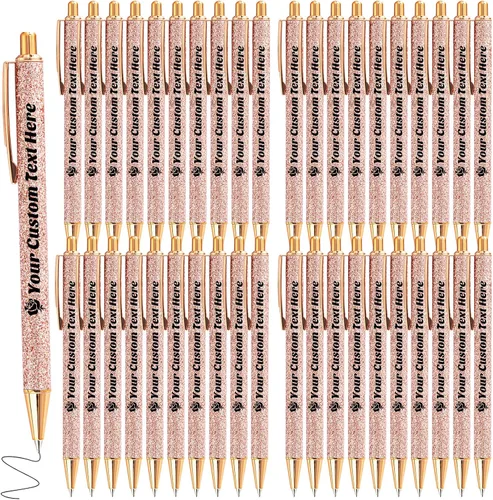 Vista 35 de 10 bolígrafos personalizados con purpurina, bolígrafos impresos personalizados a granel, bolígrafos retráctiles de tinta negra para graduación