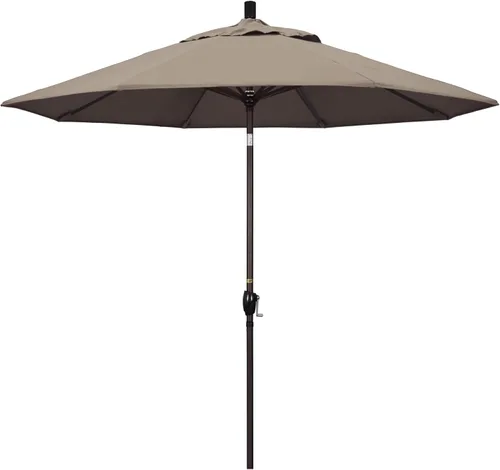 Vista 38 de California Umbrella Paraguas redondo de aluminio del mercado de 9', elevación de manivela, inclinación del botón, poste de bronce Azul (Air Blue)