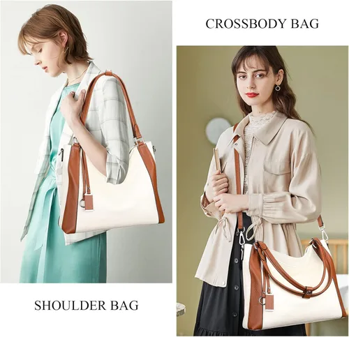 Vista 4 de Over Earth Bolsos de cuero suave para mujer, bolso de hombro tipo hobo grande