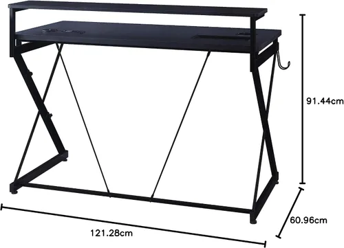 Vista 17 de OSP Home Furnishings Emulator Battlestation - Escritorio para juegos con luces LED RGB, color negro