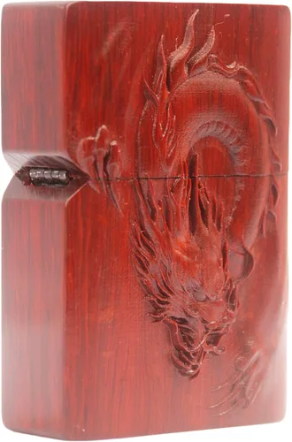 Vista 34 de Caja de carcasa de madera natural Huanghuali tallada en palisandro para módulo Zippo (oración budista)