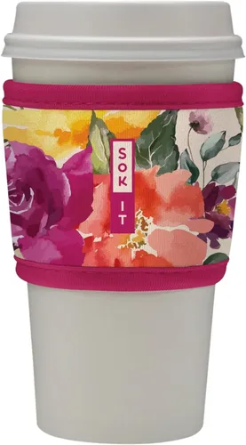 Vista 61 de Sok It HotSok Coffee & Tea - Funda de neopreno con aislamiento reutilizable (floral abstracto)