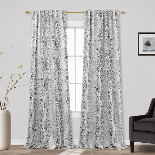 Vista 11 de Mrs.Naturall Cortinas Doradas de Lujo para Dormitorio, Cortinas con Patrón de Medallón Damasco para Cocina Baño Sala de Estar 63 Pulgadas de Largo