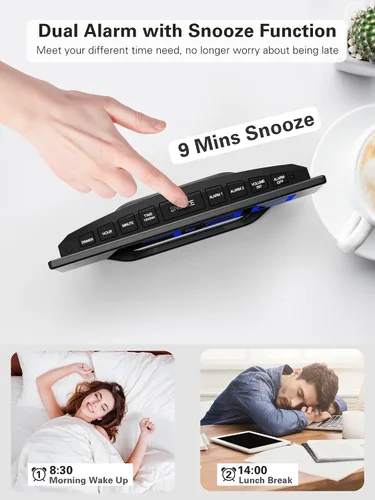 Vista 2 de Roxicosly Reloj despertador súper fuerte con agitador de cama, reloj despertador vibratorio para personas que duermen con problemas auditivos