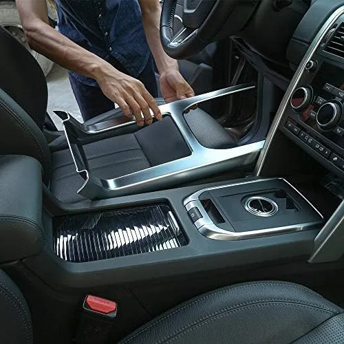 Vista 2 de Marcos de cubierta de panel de cambio de engranajes de coche, 1 unidad para Land Rover Discovery Sport 2015 2016 2017 2018 2019 (plata)