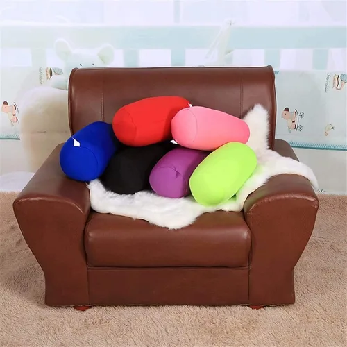 Vista 6 de Emivery Almohada ortopédica redonda de microcuentas para el cuello cilíndrico, almohada de espuma viscoelástica que reduce el dolor de espalda, Negro