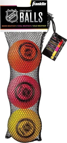 Vista 7 de Franklin Sports - Pelotas de hockey callejero NHL - Sin rebote para uso en exteriores y en patines - Tamaño oficial para hockey callejero juvenil