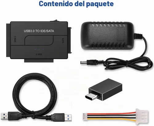 Vista 6 de Lector de disco duro USB 3.0 a SATA IDE, kit de adaptador de disco duro universal YINNCEEN convertidor de recuperación ultra para disco duro externo