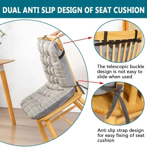 Vista 2 de Juego de cojines para sillas de respaldo alto, 1/2/4, cojín para asiento de silla de oficina, para interiores y exteriores, con lazos, cojín grueso