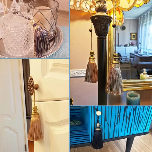 Vista 4 de 2 unidades de borla para llavero de 21 cm / 8 pulgadas con asas, borla artesanal hecha a mano, accesorios de bricolaje para decoración del hogar