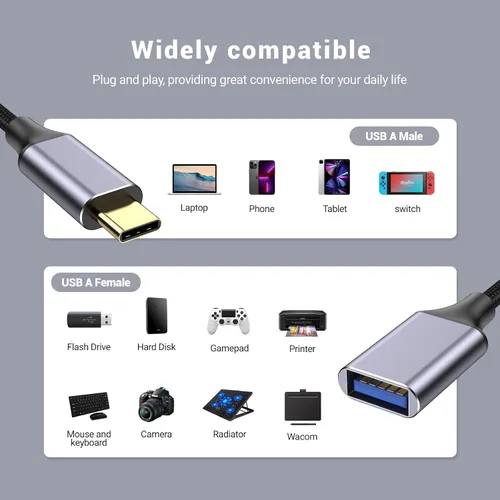 Vista 6 de Pastall - Cable USB hembra a C macho (3.3 ft/3.3 pies), adaptador tipo C, adaptador USB C a USB 3.0, macho C a una hembra