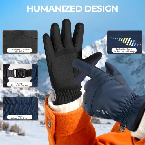 Vista 6 de rivmount Guantes de esquí Thinsulate para niños y niñas, impermeables, cálidos, para niños y niñas, jóvenes, esquí al aire libre, ciclismo, nieve
