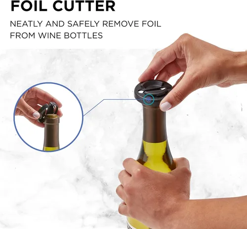 Vista 6 de Ivation Juego de regalo de vino todo en uno – Incluye abridor eléctrico de botellas, dispensador aireador, bomba preservadora, 2 tapones de corcho