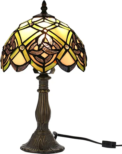 Vista 12 de KY&BOSAM Lámpara de Mesa Celta Irlandesa Tiffany Estilo Trébol Lámpara de Escritorio Luz Nocturna de Vidrio Emplomado 14 Pulgadas de Alto 8 Pulgadas