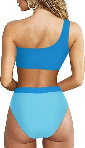 Vista 169 de MOOSLOVER Traje de baño de dos piezas con corte alto y cintura alta para mujer