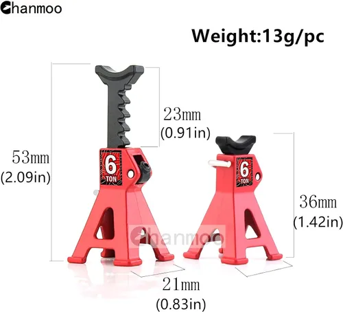Vista 2 de 1/24 RC Toy Jack Stands 1/18 Simulación 6 Ton Metal Ajustable Mini Jack Soporte para 1:18 1:24 Escala Crawler Car Axial SCX24 Kyosho Tamiya HSP Negro