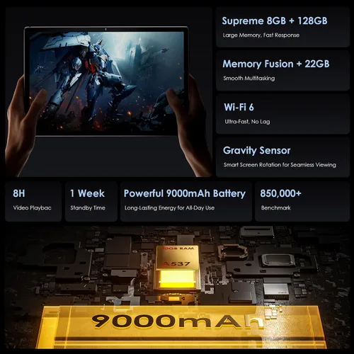 Vista 4 de Tableta 2026 con Android 15 de 10 pulgadas con teclado de 30 GB de RAM + 128 GB de ROM (expansión de 1 TB), pantalla IPS, procesador octa-core