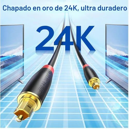 Vista 4 de SYNCWIRE Cable óptico para barra de sonido de 3.3 pies [chapado en oro de 24 quilates, ultra duradero] Cable de audio óptico digital para TV de cine