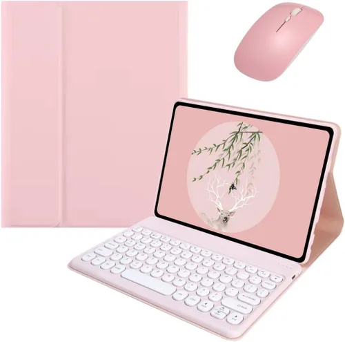 Vista 15 de kaidisen Funda de teclado para Galaxy Tab S6 Lite de 10.4 pulgadas con teclado y mouse Bluetooth, cubierta de teclado desmontable de color caramelo