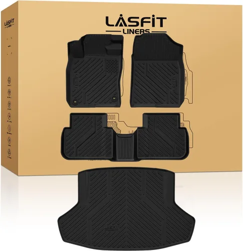 Vista 18 de LASFIT - Tapete de elastómero termoplástico para piso y maletero de automóvil, ajuste personalizado para todo tipo de clima, 1ª y 2ª fila, negro,