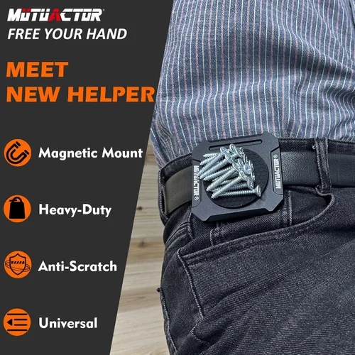 Vista 3 de MUTUACTOR Clip Magnético para Cinturón de Herramientas de Servicio Pesado, Φ2.2" Clip Magnético Antideslizante con Imán Fuerte para Cinturón