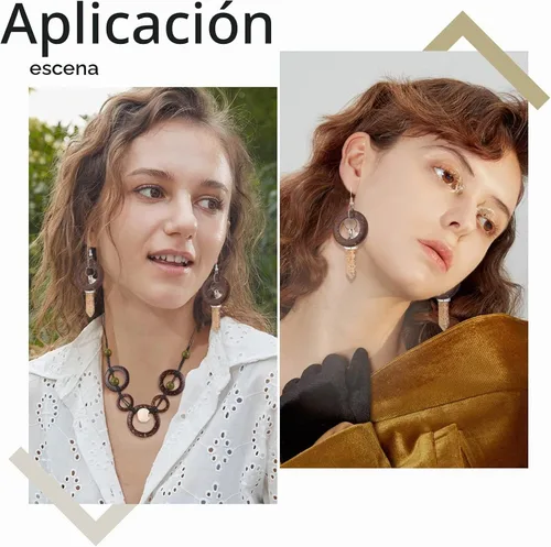 Vista 4 de PH PandaHall 80 anillos de enlace de madera, 4 estilos, anillos de coco sin taladrar, conectores colgantes de mini círculo, círculos de madera