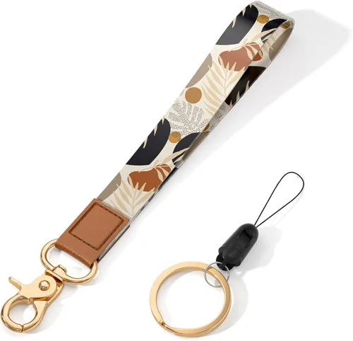 Vista 18 de Cordón de muñeca para llaves, lindo cordón de correa de muñeca, soportes para llavero, llavero de pulsera, correas de muñeca para llaves Flor negra