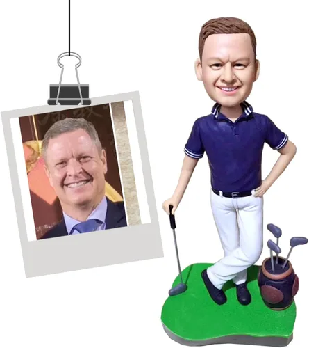 Vista 3 de Figuritas personalizadas de bobblehead de golfista para regalo para hombre, regalos personalizados del día de San Valentín a partir de fotos Golfer