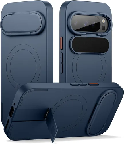 Vista 23 de SURITCH Funda para teléfono Google Pixel 9 Pro XL, compatible con MagSafe, funda protectora con cubierta de cámara y soporte de metal ajustable