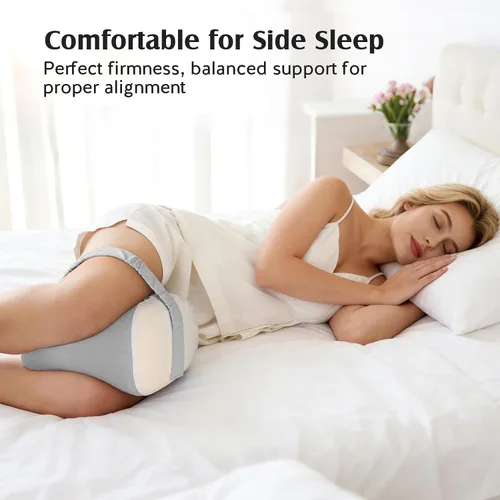 Vista 9 de YFONG Almohada de rodilla para dormir de lado, almohada de espuma viscoelástica, color gris