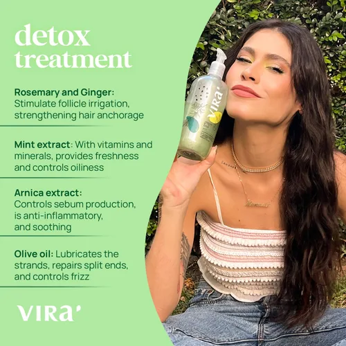 Vista 4 de VIRÁ Juego de champú y acondicionador brasileño, sin parabenos, tratamiento hidratante profundo, recuperación del cabello, acción refrescante