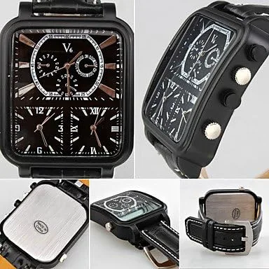 Vista 3 de Soleasy Argus Panoptes WTH1007 - Reloj de pulsera analógico de cuarzo con esfera cuadrada de triple movimiento para hombre, Moderno