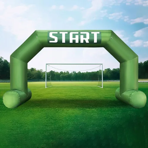 Vista 8 de Arco inflable de 20 pies de línea de acabado verde con potente soplador, arco inflable hexagonal al aire libre para carreras de 5 K, fiesta