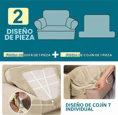 Vista 3 de Turquoize Funda para sillón con cojín en forma de T para sala de estar, funda elástica para sofá, funda suave para sillón, fundas de muebles